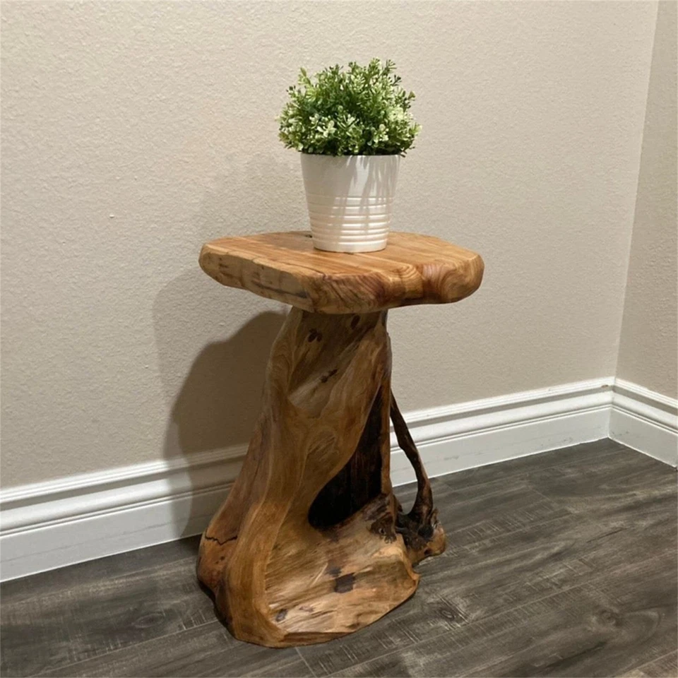 Rustic Cedar Root Flower Stand Stool - 19.5" H Tree Stump Side Table Handcrafted - Image 2 of 4