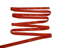 CHRISTIAN DIOR Red  Gold Satin Gift Ribbon 2 yards NEW Beautiful 