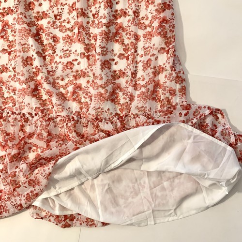 Lulus Floral Print Tiered Maxi Skirt Women's Sz Med NWT! White Pink Red Lined - Picture 8 of 11