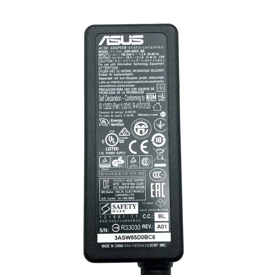 Adaptador de CA Original 40W Asus Modelo ADP-40KD EXA0901XH 19V 2.1A Punta 4.0mm Foto 2 de 4
