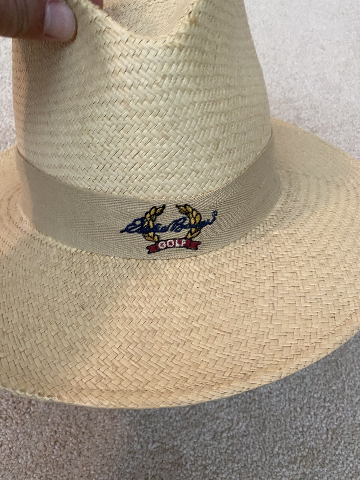 Eddie Bauer Golf Hat Straw Hat Large/XLarge Made in USA Straw Golf Hat