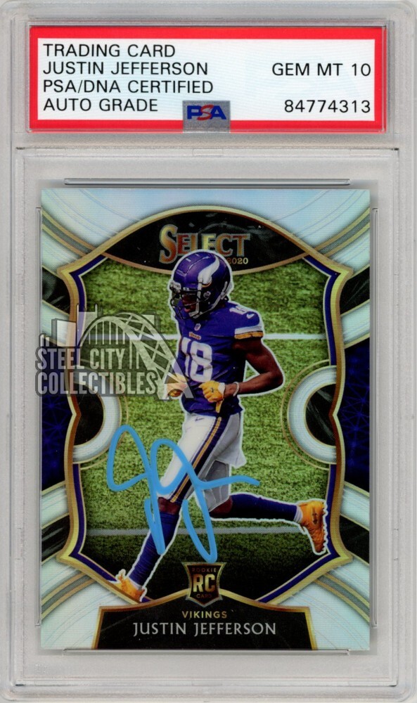 Justin Jefferson 2020 Select Concourse Silver Auto RC Card #61 PSA/DNA 10 (Blue)