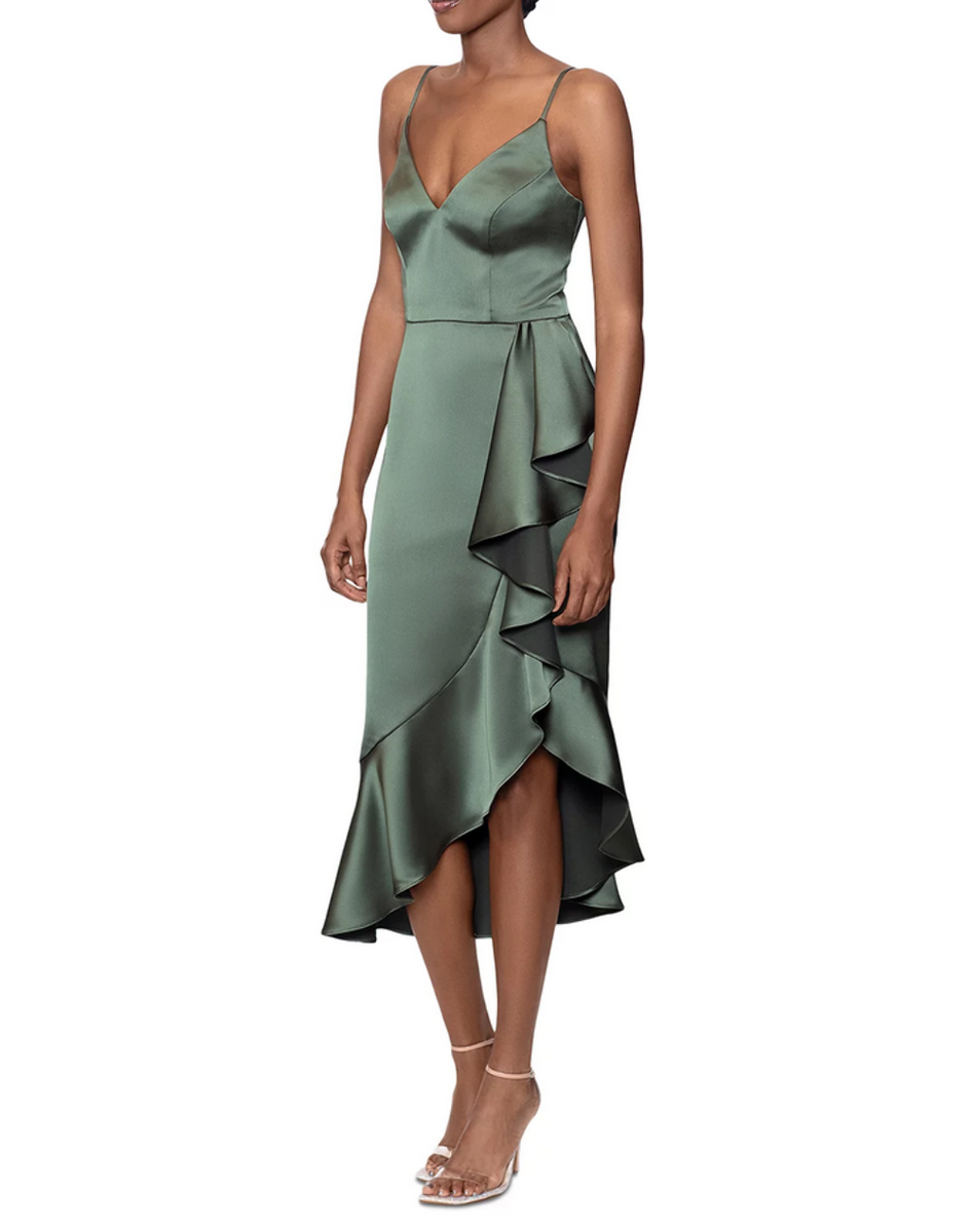 aqua ruffled asymmetrical hem dress Azazie 2026 Corset Lace Up A-Line Prom Dress Shy Blue Gown