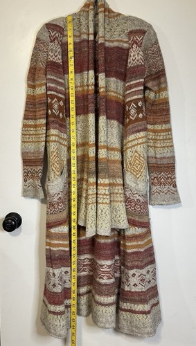 Free People Yesterdays Smile Boho Peasant Maxi Cardigan Knitted Multicolored M - Picture 5 of 16