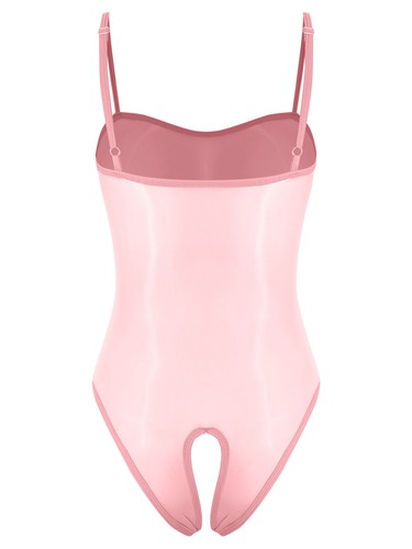 Womens Bodysuit Transparent Lingerie Glossy Leotard Sleeveless Clubwear Smooth - Picture 37 of 96