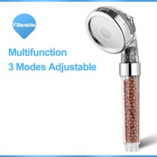 New Shower Head 3 Mode High Pressure 40% Water Saving Filters Adjustable Ionic