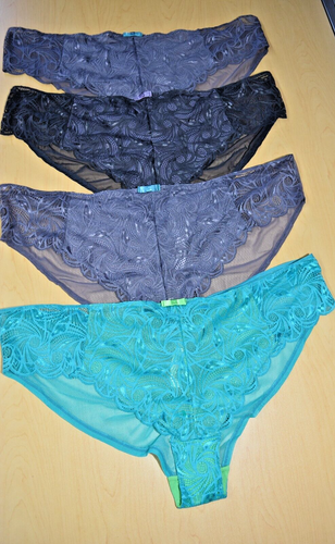 4 New Adore Me Lace Mesh Light Gray Dk Gray Cermaic Panties Lot 4X 4XL Plus Size - Picture 2 of 9