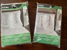 BUCILLA STAMPED LINENS HAND EMBROIDERY BUTTERFLY TRIO  SAMPLER ROSE Pillowcases