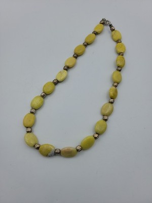Vintage Yellow Jasper Oval Beaded Necklace 19''