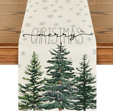 Pine Tree Christmas Table Runner Home Party Decor 13x48 Inch