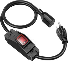 Outdoor Extension Cord with On/Off Waterproof Switch, 15A 125V Grounded 3-Prong