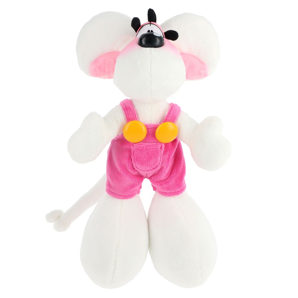 Peluche Diddl originale 30 cm en salopette rose - Cadeau de naissance