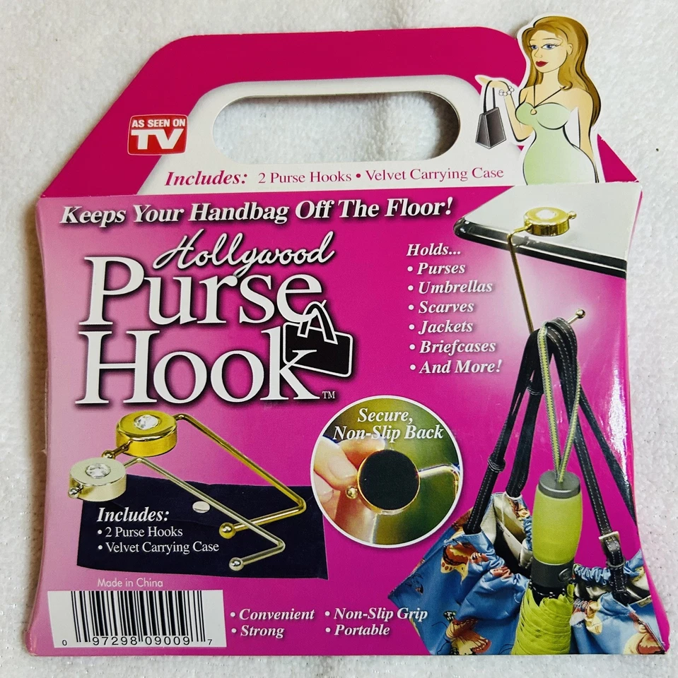 The Hollywood Purse Hook 2 Pack - As Seen On TV w/ Velvet Carrying Case - New!! - Изображение 2 из 4