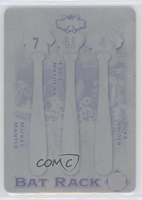 2022 Leaf Lumber Printing Plate Black 1/1 Mickey Mantle Eddie Mathews HOF 1cc7