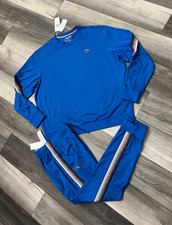 Lacoste Men's 2 Piece Tracksuit Blue with Orange Taped Trim Jacket 3XL Pants XL
