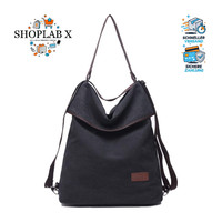 Schultertasche Rucksack Damen Canvas Groß Vintage Anti-Diebstahl Alltag BüRo