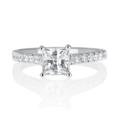 G-H/SI1 Princess Cut Diamond Engagement Ring 1.10 CT 14K White Gold Sparkling