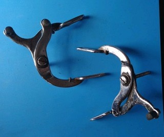 Pair of brake calipers from an 80s Raleigh Esquire