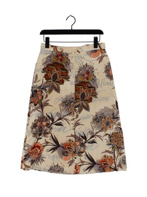 Paul & Joe Damen Midi Rock W 28 in Creme Blumen 100% Baumwolle Midi A-Linie