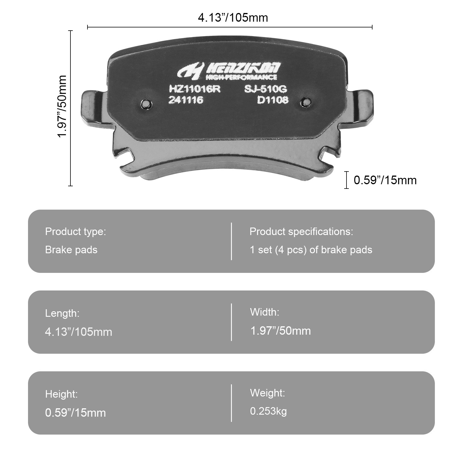 Easy Install Rear Ceramic Brake Pads P-1108 w/Hardware for VW Audi