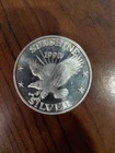 1990 Sunshine Silver Eagle RARE Vintage Coin 1 Troy Oz .999 Fine Round Medal 999