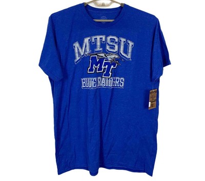 MTSU Athletic T Shirt Rivalry Threads Men's Blue Short Sleeves Collarless Medium
