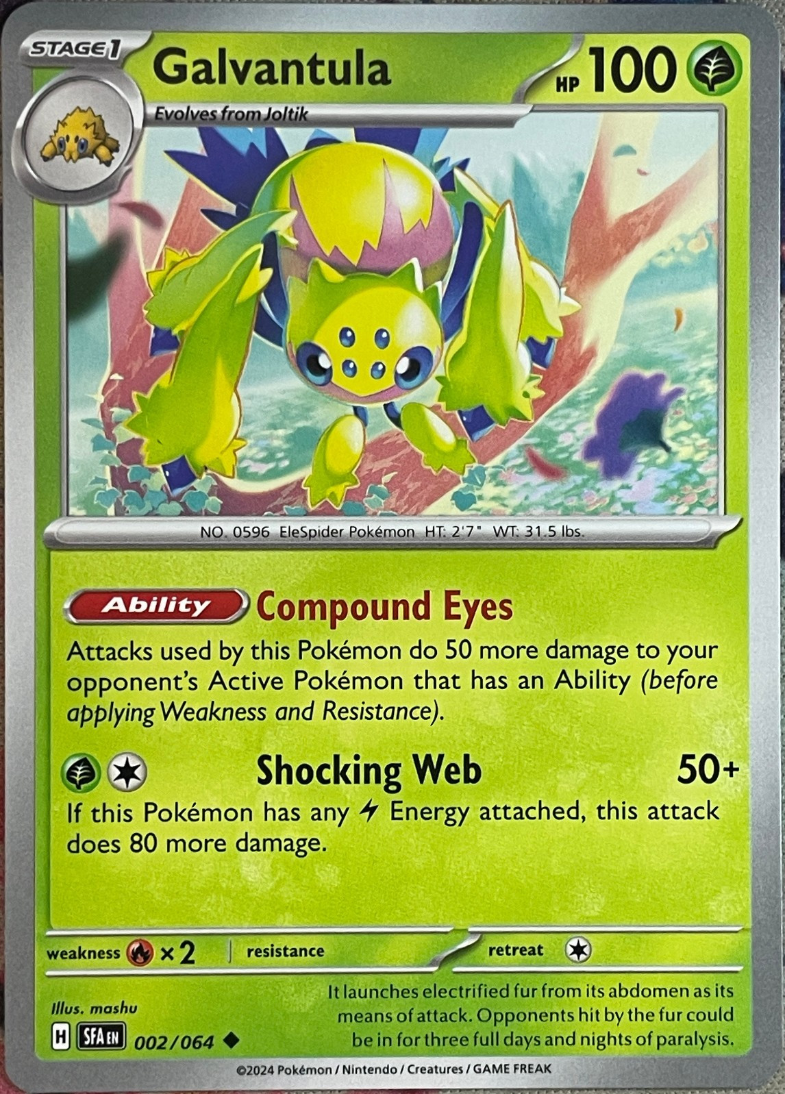 Galvantula - 002/064 - Shrouded Fable Pokemon 2024