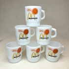 6 VTG Milk Glass McDonald's Coffee Cup Mug Anchor Hocking Fire King Good Morning