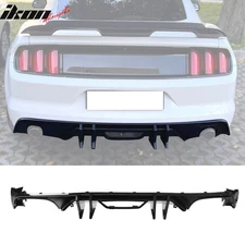 Fits 15-17 Ford Mustang Speed Style Rear Bumper Lip Diffuser PP 4PCS Gloss Black