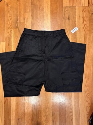 Old Navy Women's Black Cargo Pants 2 High Rise Straight Leg 30'' Inseam Twill