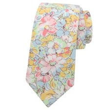 Mens Floral Ties, Skinny Cotton Flower Ties for Pink,yellow,blue Cyan,orange