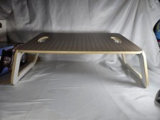 IKEA ?BRADA? Portable Folding Laptop TrayTable-White & Brown Circles Design VGC