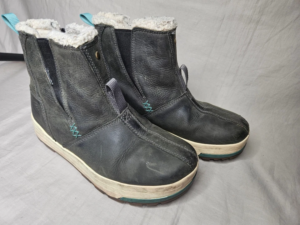 Keen Chelsea Mid Snow Boots Shoes Womens 7.5 Green Leather Waterproof Pull On - Image 2 of 4