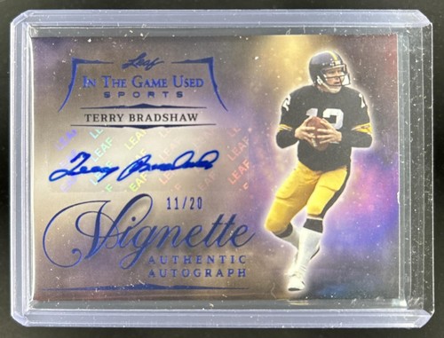 2025 Leaf In the Game Used Terry Bradshaw Vignette Auto Blue Holo #/20