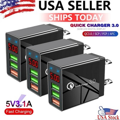 3X 3 Port Wall Charger Fast Quick QC 3.0 USB Hub Power Charge Adapter US Plug