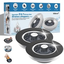 Hibbent 3 in 1 Kitchen Sink Drain Strainer, Stainless Steel Pop Up Stopper