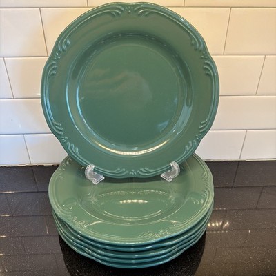 New With Tags Pfaltzgraff Winterberry Emerald Green - 10-3/8'' Dinner Plate Set 6