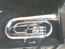 EUPHONIUM 4 VALVE OF PURE BRASS IN SILVER CHROME POLISH CASE BOX FREE SHIPPING