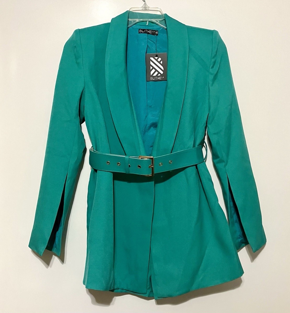 Blithe LA Blazer Mini Dress w/ Built-in Shorts Women's S Green Belted Structured | eBay Blithe LA Blazer Mini Dress w/ Built-in Shorts Women's S Green Belted Structured | eBay