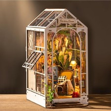 Rolife DIY LED Book Nook Kits Garden House 3D Wooden Puzzle Bookshelf Decor Gift