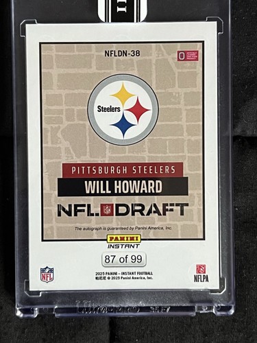 WILL HOWARD 2025 Panini NFL Draft Night Auto /99 Buckeyes Steelers - Picture 7 of 8