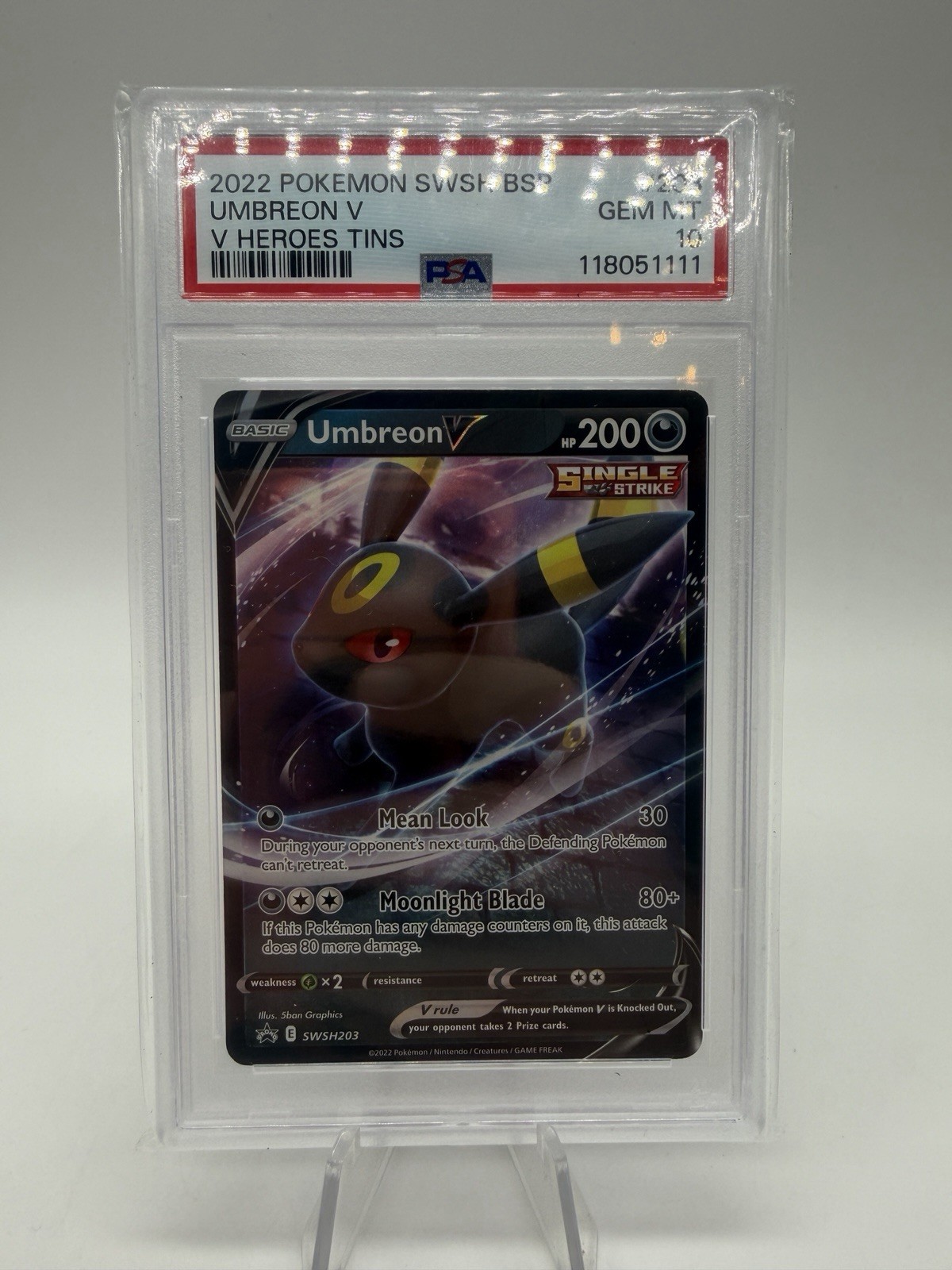 Pokemon! PSA 10 Umbreon V SWSH203 - Heroes Tins Promo - Black Star - Gem Mint