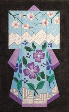 HAND PAINTED NEEDLEPOINT CANVAS: SPRINGTIME KIMONO ASIAN ORIENTAL THEME BM