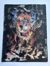 VINTAGE ABSTRACT PAINTING CONTEMPORARY MODERNISM CUBISM SURREAL HEAD FACE LARGE