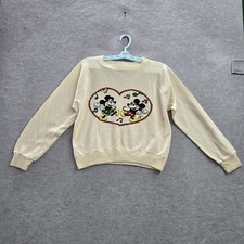 VINTAGE Disney American Character Women Sweatshirt L Crop Mickey Mouse 80s READ