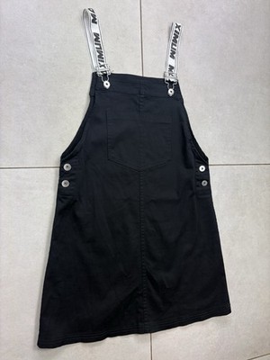 H&M Divided Denim Dress Black Jumper Overall Button Down Y2K Bold Size 6 A20