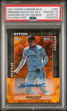 2021 TOPPS CHROME MLS SAPPHIRE ED AUTO-ORANGE #185 BRENNER 6/25 PSA 10 AUTO 10
