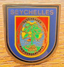 Vintage Seychelles Enamel Souvenir Shield Badge Island Crest Travel Lape