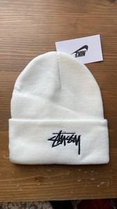 stussy nike white beanie