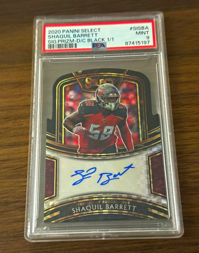 2020 Select Shaquil Barrett Autograph Black Prizm Die Cut 1/1 PSA 9